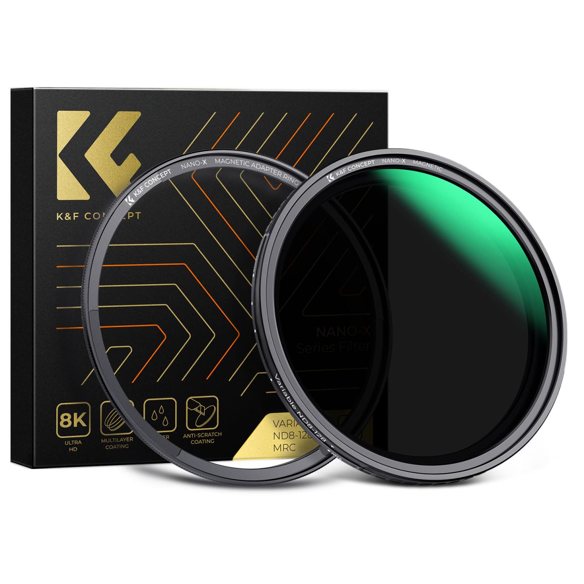 K&F Concept 62mm 磁性可変ND8-ND128(3-7段) レンズフィルター - ナノ