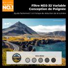 Filtre ND Variable ND2-ND32 (1-5 stops) 77mm, Filtre Variable Densité Neutre à Cadre en Laiton avec 36 Couches de Nano-revêtement Pas de Croix Noire - Série Nano-Xcel Pro