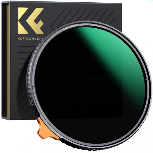 82mm Black Mist 1/4 + ND2-400 Variable ND Filter with Double-sided 28-layer Anti-reflection Green Film and Lever Nano-X Series