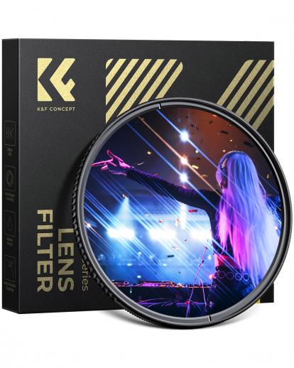 K&F Concept 49mm Blue Streak Filter (2 mm) optisches HD-Glas,  anamorphotischer Spezialeffekt Objektivfilter, 28 Schichten Beschichtung Blauer Streifenfilter Nano-Xcel Serie