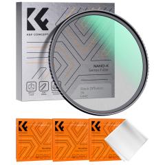 K&F Concept 67mm ブラックミスト1/4フィルター ソフト効果 1/4 コントラスト調整用 ソフト描写用フィルター 多層ナノコーティング 航空アルミ材質 薄枠 3枚クリーニングクロス付き （K シリーズ）