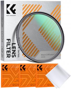 62mm Filtro Black Mist 1 in Vetro Ottico per in Ritratto e in Video con tre pezzi di panno per la pulizia, Nano-Klear
