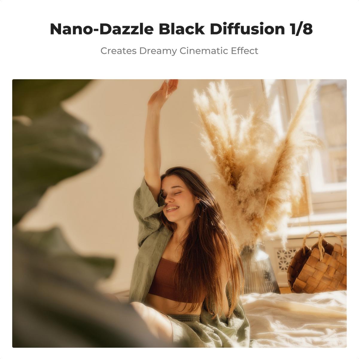 55mm 블랙 확산 1/8 필터(Black Pro-Mist 1/8 필터) 방수 미스트 음향 효과 카메라 렌즈 필터(비디오/블로그/인물 사진용 24개 멀티 코팅 포함)(D-시리즈)