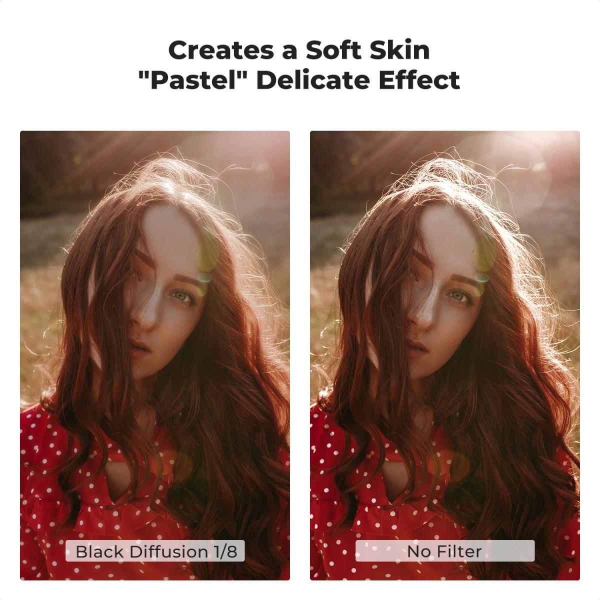 55mm 블랙 확산 1/8 필터(Black Pro-Mist 1/8 필터) 방수 미스트 음향 효과 카메라 렌즈 필터(비디오/블로그/인물 사진용 24개 멀티 코팅 포함)(D-시리즈)