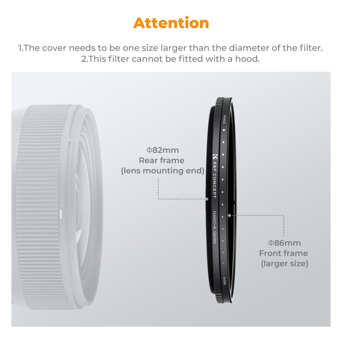 82mm ND2-ND2000 フィルター (1-11 ストップ) 掃除布 3 枚付き Nano-Klear シリーズ