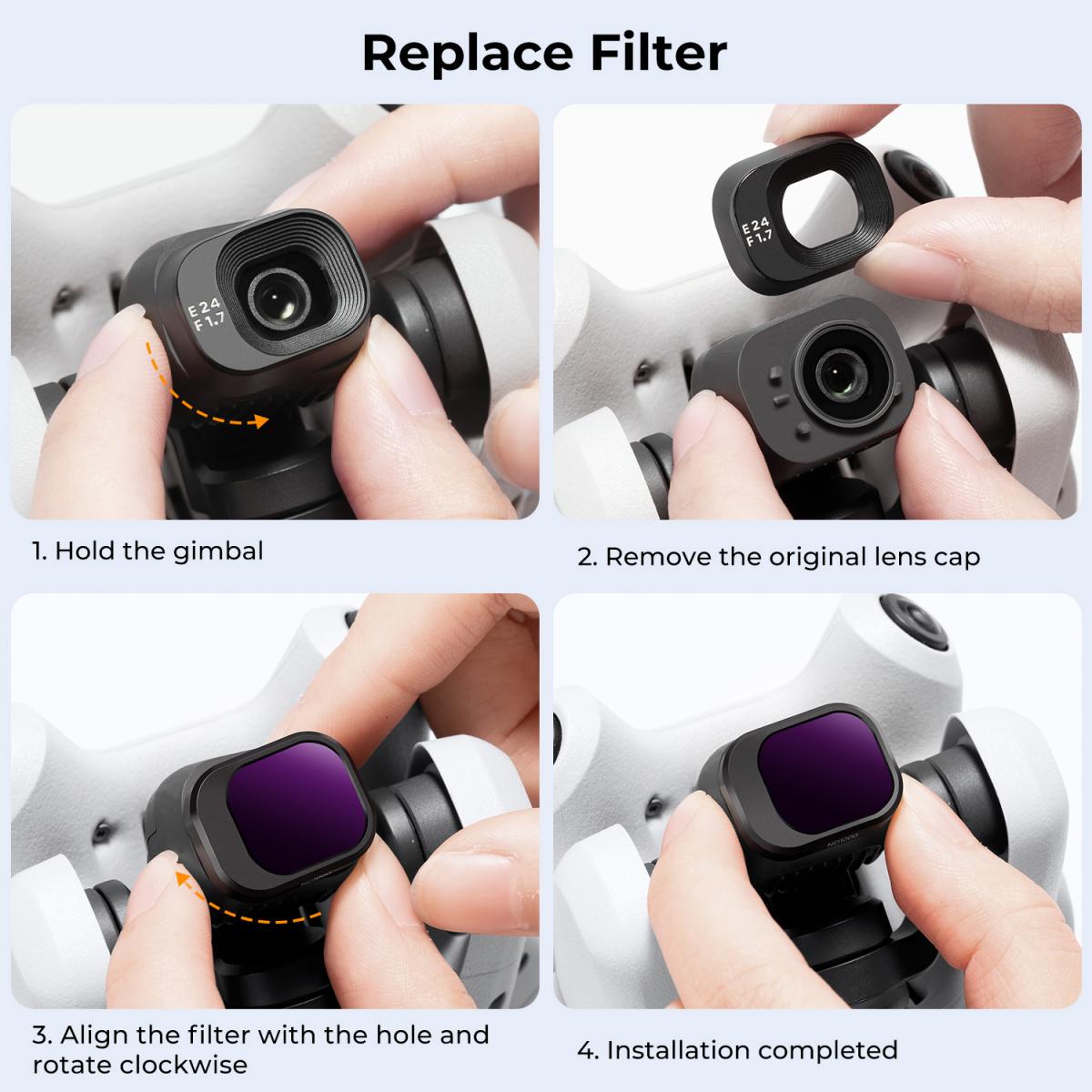 ND1000 Filter Compatible with DJI Mini 4 Pro, Fixed 10 Stops Light Reduction Multi-Coated HD Optical Glass Gimbal Safe Filter
