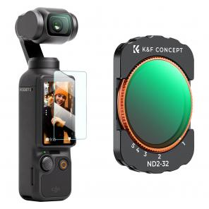 DJI Osmo Pocket 3 / DJI Osmo Pocket 4 Creator Combo Variable ND2-32 Neutral Density VND Filter Magnetic Installation Multi-Coated Optical Glass