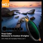 Filtre polarisant circulaire 2 en 1 True Color Variable ND2-32 (1 à 5 arrêts) et CPL 46 mm pour objectif d'appareil photo, filtre polarisant à densité neutre, série Nano-X