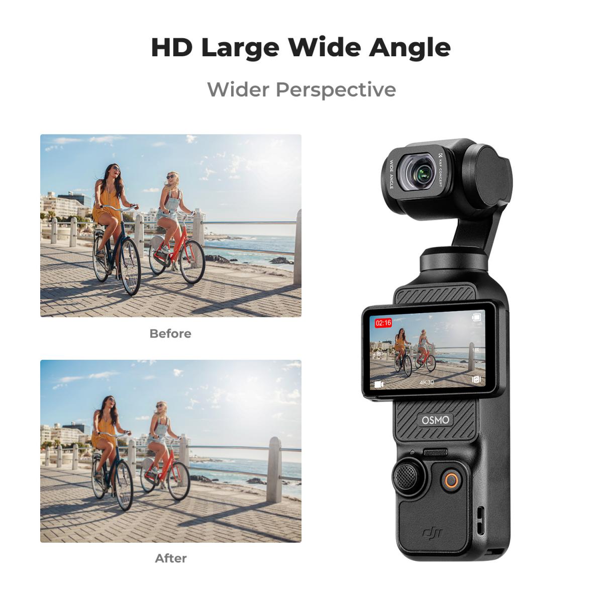 K&F Concept Wide-Angle Lens For DJI Osmo Pocket 3 - Magnetic 112° FOV