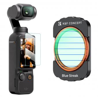 K&F Concept Magnetic Blue Streak Filter for DJI Osmo Pocket 3,Multi-Coated/HD Optical Glass/Gimbal Compatible