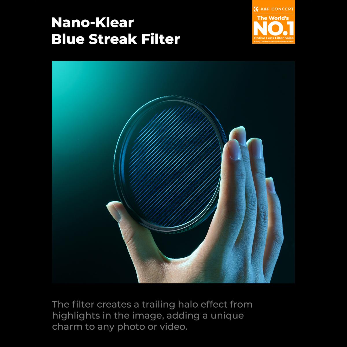 77mm Blue Streak Effect Filter K&F CONCEPT 49mm Blue Streak Effect Lens ...
