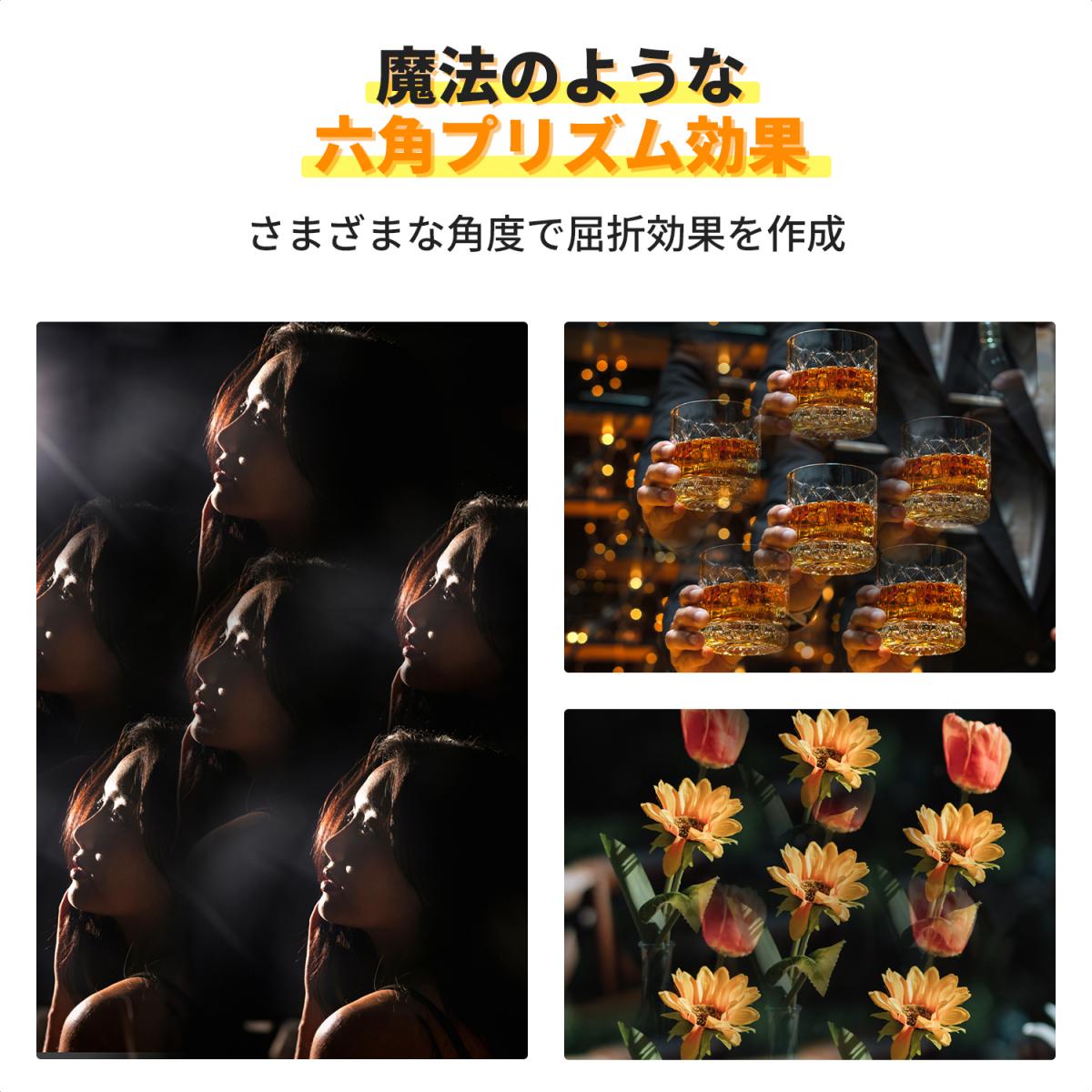 58mm 万華鏡プリズムフィルター 光学ガラス 中央六角形 特殊効果 カメラレンズフィルター ナノベーシックシリーズ
