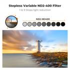 62mm Ultra-Low Reflection Variable ND Lens Filter, ND2-400 (1-9 Stop)  HD Adjustable Neutral Density Filter with 28 Multi-Layer Coatings for Camera Lenses - Nano-X Series