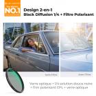 Filtre polarisant circulaire 2-en-1 Black Mist 1/4" 77 mm, effet cinéma, revêtement 28 couches, pour objectifs d'appareil photo série Nano-Xcel