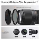 Filtre polarisant circulaire 2-en-1 Black Mist 1/4" 77 mm, effet cinéma, revêtement 28 couches, pour objectifs d'appareil photo série Nano-Xcel