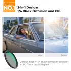 82mm Black Mist 1/4 & Circular Polarizing 2-in-1 Filter Cinematic Polarizer Effect Filter with 28-Layer Coating for Camera Lenses Nano-Xcel Series
