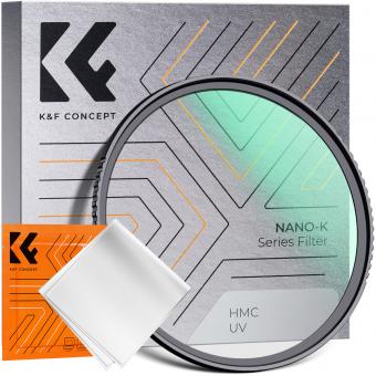 Filtro MCUV ultrafino de 49 mm com revestimento de moldura com padrão trapezoidal e um pano de limpeza a vácuo Série Nano-K