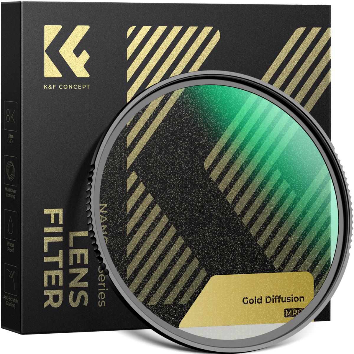 49mm Gold Diffusion 1/2 Filter Mist Soft Glow Warm Highlights Vintage Cinematic Aesthetic Camera Lens Filter Nano-Xcel Series