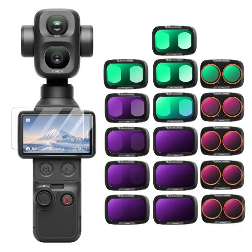 K&F CONCEPT 16-Pack Filter Kit Compatible with DJI Osmo Pocket 4P | Filter with Snap-fit Mount, Optical Glass, Ultra-Slim, Stowable for Vlog & Shooting, FD172