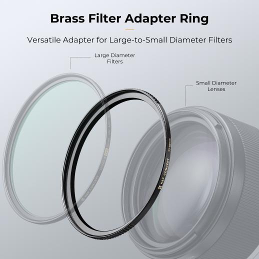 52-77mm Brass Filter Adapter Ring, Step-Up Ring Compatible with All 52mm Camera Lens & 77mm Filters