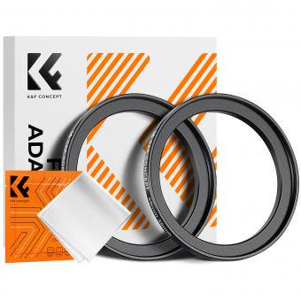 49-55mm Step Up Ring Aviation-grade Aluminum Filter Adapter Ring 2-pack with a Cleaning Cloth