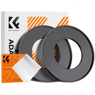 49-82mm Step Up Ring Aviation-grade Aluminum Filter Adapter Ring 2-pack with a Cleaning Cloth