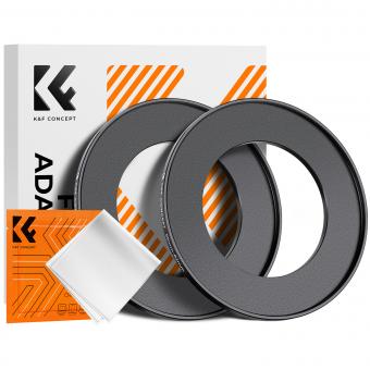 55-82mm Step Up Ring Aviation-grade Aluminum Filter Adapter Ring 2-pack with a Cleaning Cloth