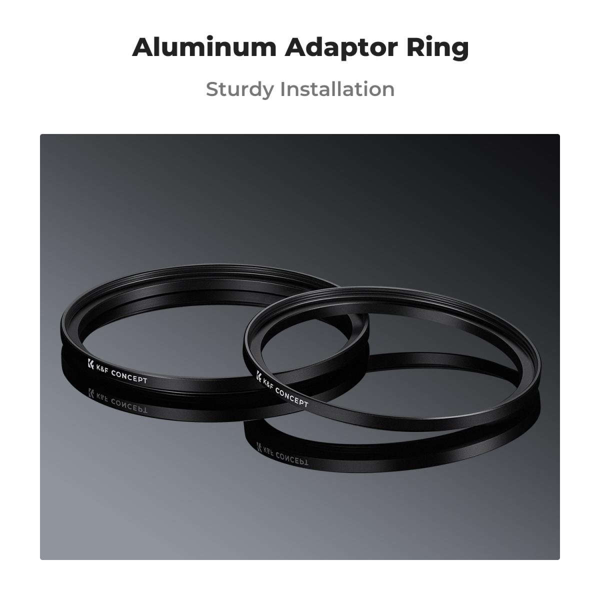 55-82mm Step Up Ring Aviation-grade Aluminum Filter Adapter Ring 2-pack with a Cleaning Cloth