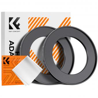 58-82mm Step Up Ring Aviation-grade Aluminum Filter Adapter Ring 2-pack with a Cleaning Cloth