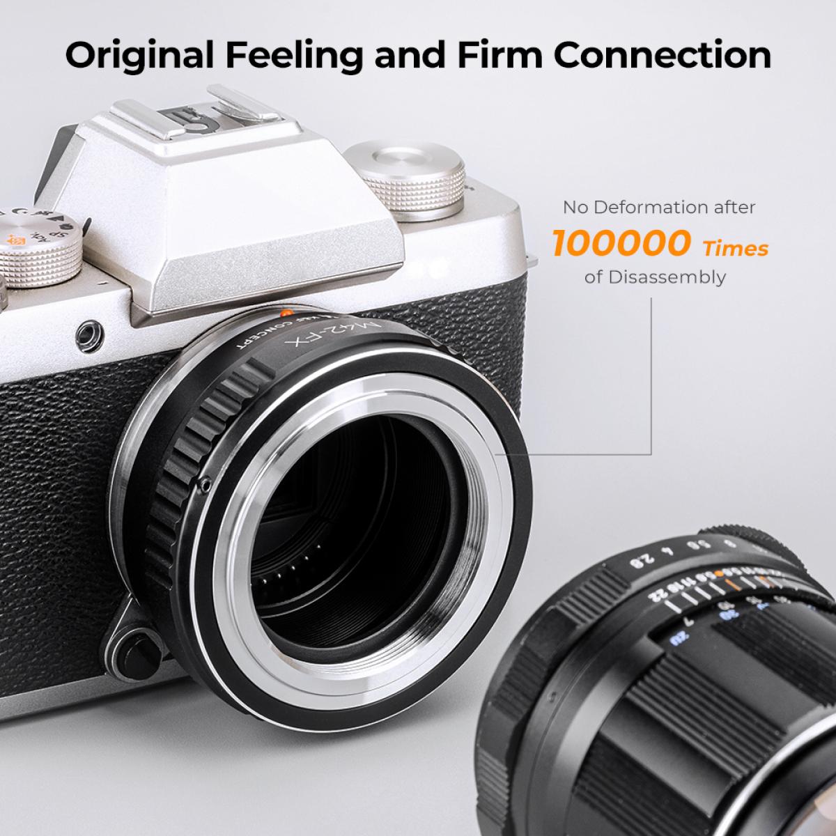 K&F Concept M42 To Fuji X Lens Mount Adapter - Metal Adapter For Vintage Lenses On Fujifilm Cameras
