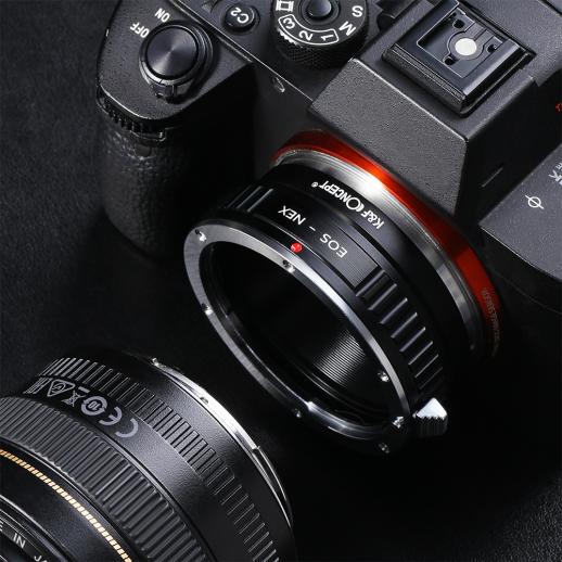 K&F Concept EOS auf E Mount Adapter kompatibel für Canon EF EF-S Mount Objektiv auf E NEX Mount spiegellose Kameras mit Mattlack Design für Sony A6000 A6400 A7II A5100 A7 A7RIII 