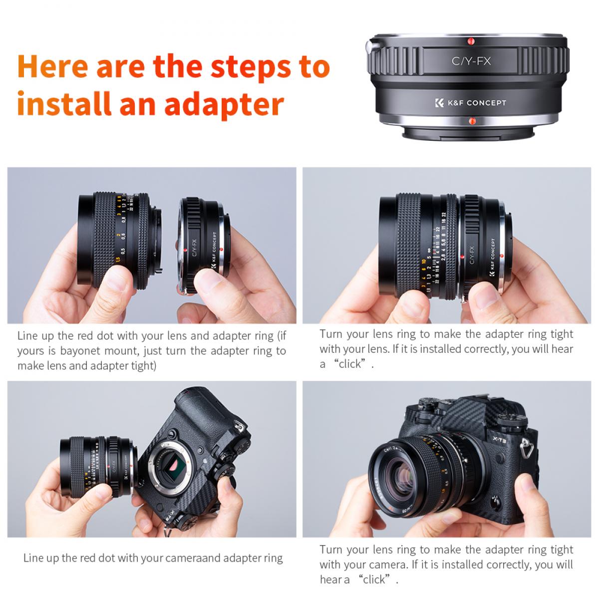 K&F Concept M14111 Contax Yashica Lenses to Fuji X Lens Mount Adapter K&F Concept