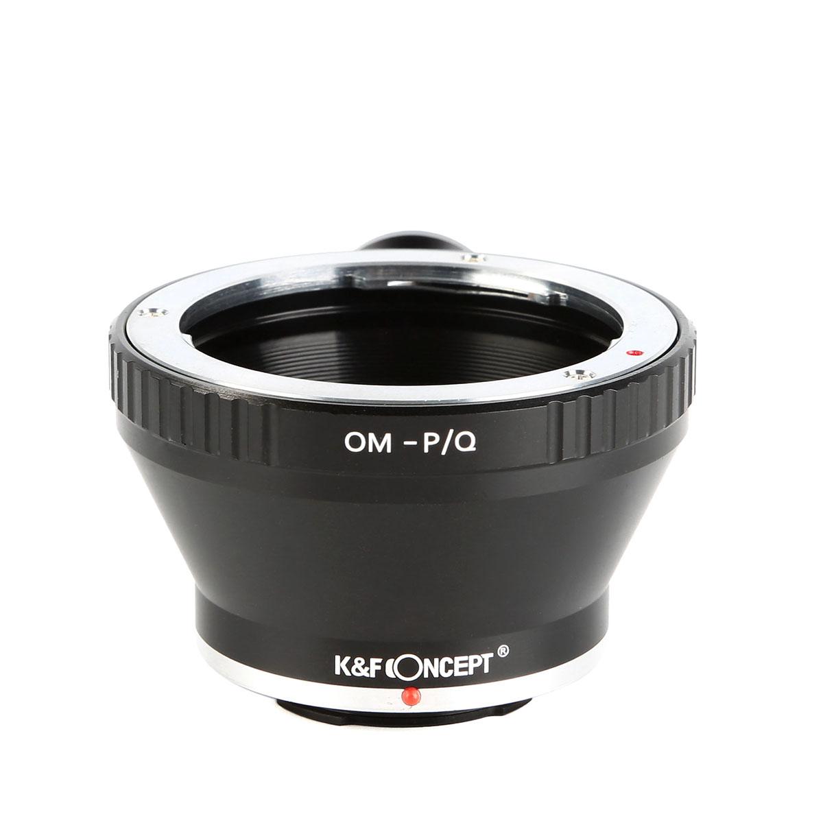 Lentes Olympus OM a adaptador de montura de cámara Pentax Q con montura de trípode