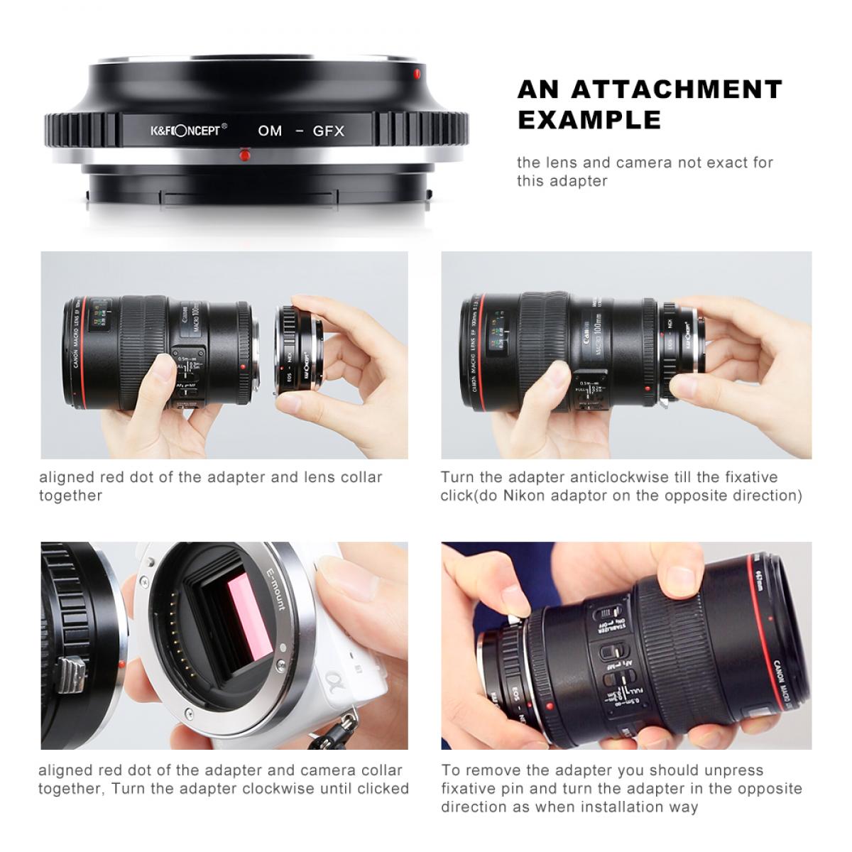 K&F Concept M16211 Olympus OM Lenses to Fuji GFX Lens Mount Adapter K