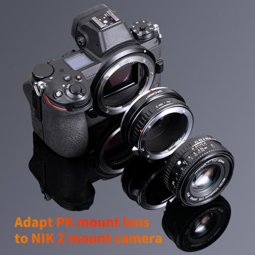 Pentax K レンズマウントアダプターの Nikon Z カメラ