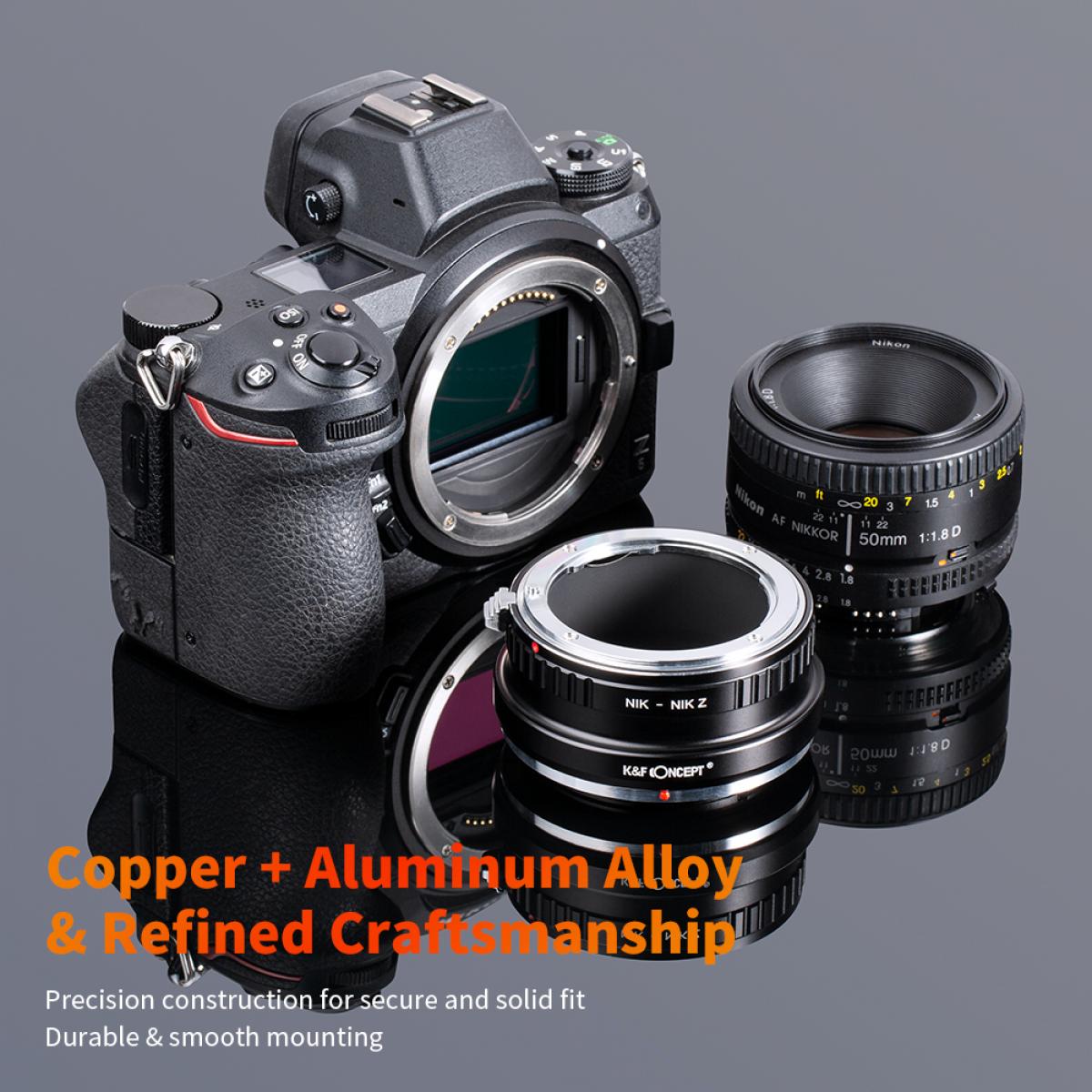 K&F Concept Lens Mount Adapter Compatible with Nikon F/AF AI AI-S Mount Lens to Nikon Z6 Z7 Camera