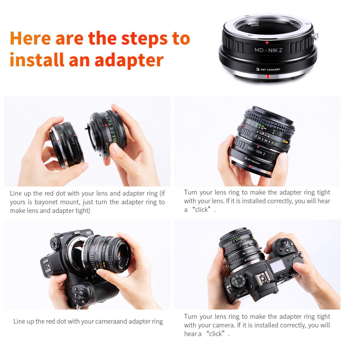 K&F Concept Lens Adapter - Minolta M42 Mount Lens To Nikon Z6 Z7 Mirrorless Camera