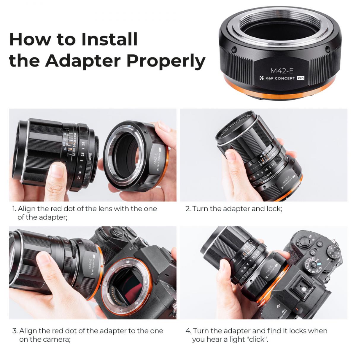 K&F CONCEPT M42 レンズ- NEX Eマウント アダプター K&f Concept M42-nex Pro M42 Lens To E Fe Camera Mount