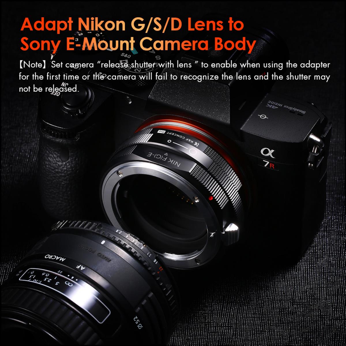 G Mount F/AI/G Lens to E-Mount/NEX Camera Body Mount Adapter with Matting Varnish Design K&F Concept Lens Mount Adapter