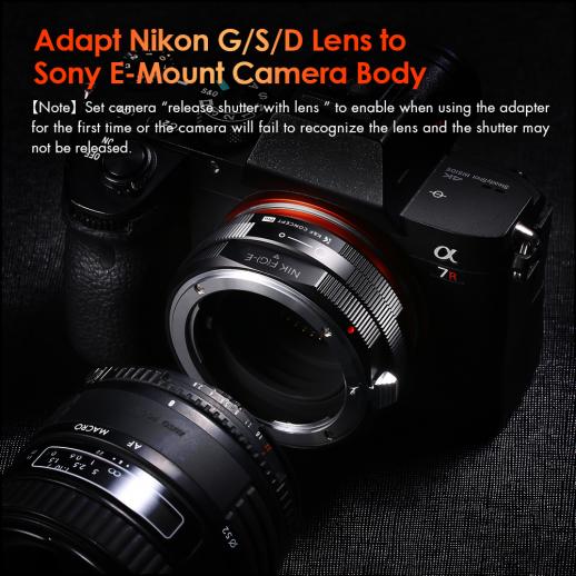K&F Concept PRO Nikon AI G AF-S para Sony E Mount Lente Adaptador-KF06.438 