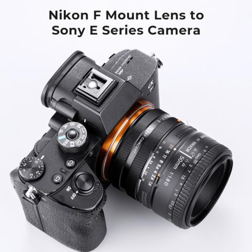 Nikon F Series Lens Mount to Sony E Series Mount Camera Body