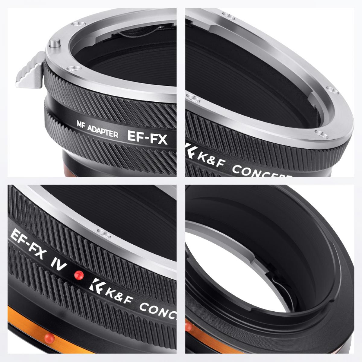 Anillo adaptador K&F Concept Canon EF Lens Mount to Fujifilm X Camera Body, lacado mate, EF-FX IV PRO