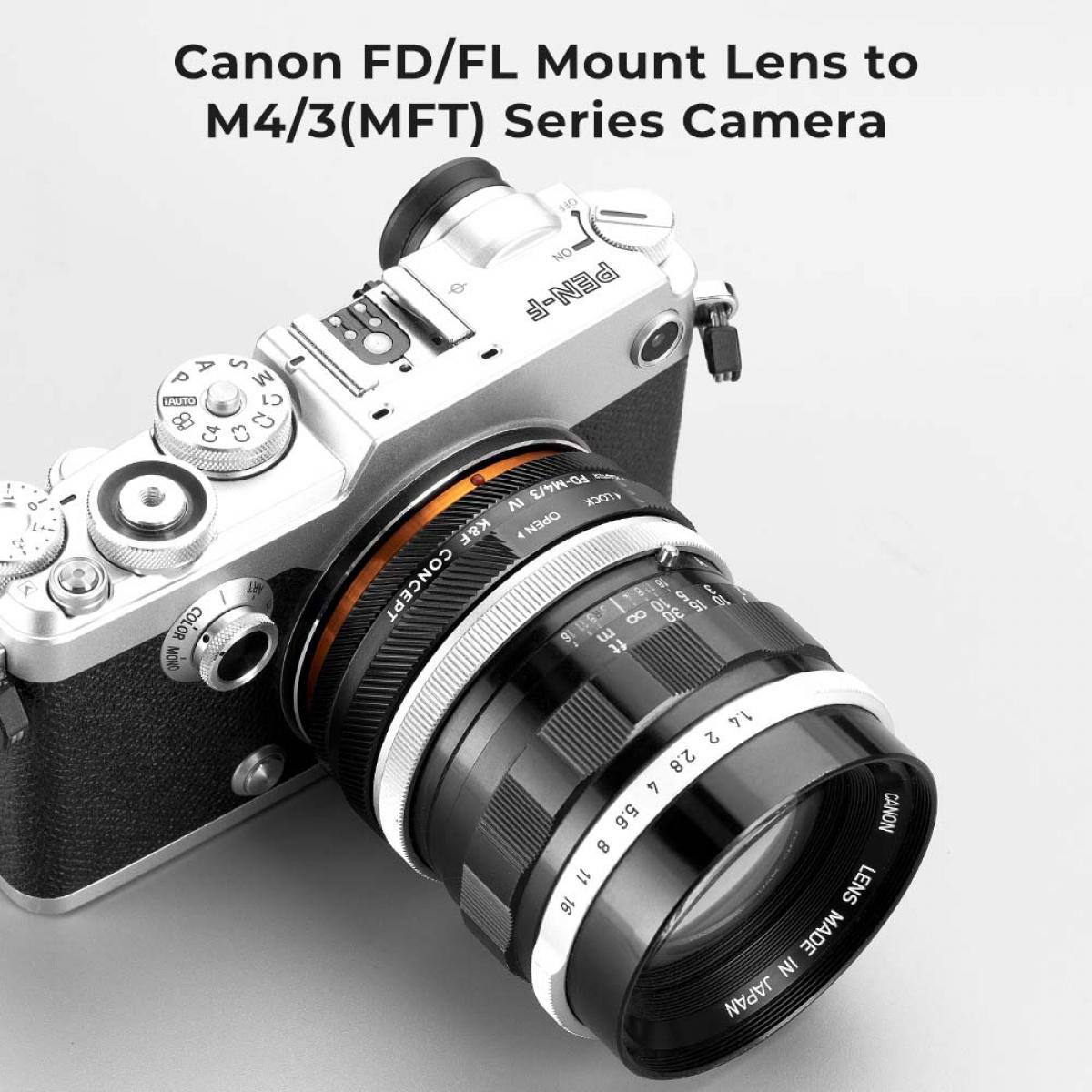 Anillo adaptador K&F Concept Canon FD/FL Lens Mount to M4/3 Camera Body, laca mate, FD-M4/3 IV PRO