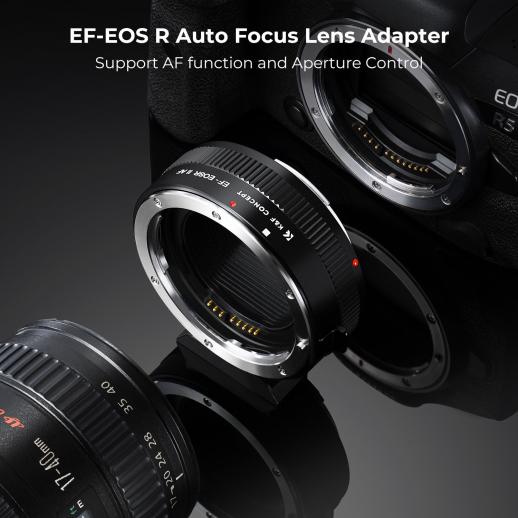 K&F Concept EF - EOS R アダプター、オートフォーカスレンズマウントアダプター、Canon EF EF-S レンズおよび  Canon EOS R/RF マウントカメラ用