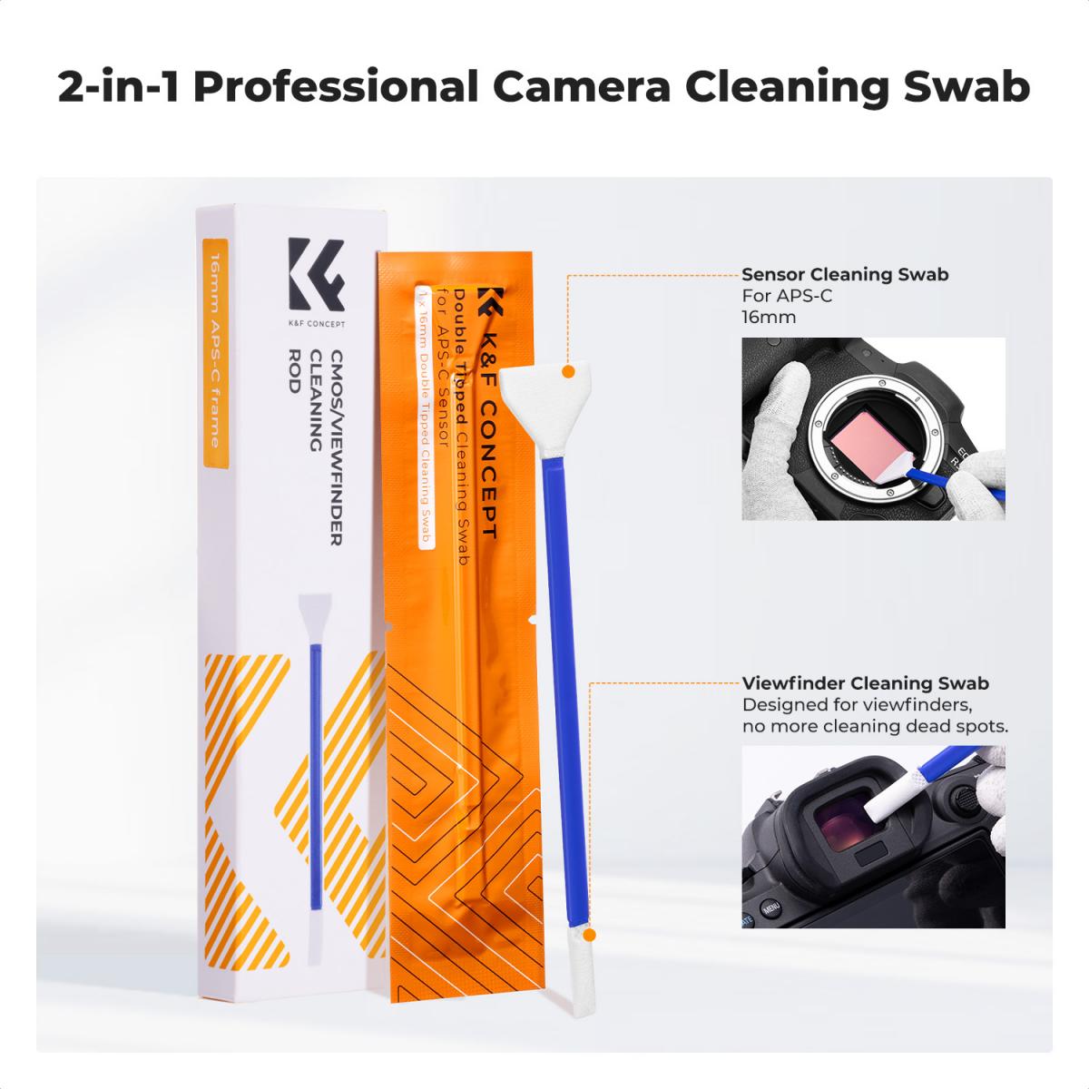 K&F Concept 2-1 16mm Full Frame Sensor Cleaning Swab & Viewfinder ...