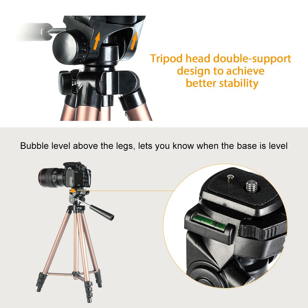 K&F Concept TL2023 Portable Lightweight Travel Tripod Aluminum 49 Inch 4 Section Load Capacity 2KG