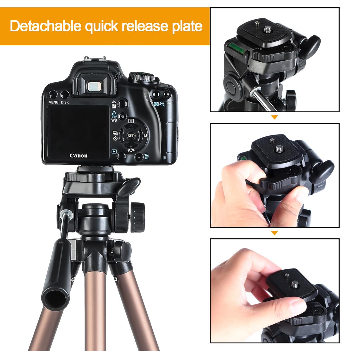 K&F Concept TL2023 Portable Lightweight Travel Tripod Aluminum 49 Inch 4 Section Load Capacity 2KG