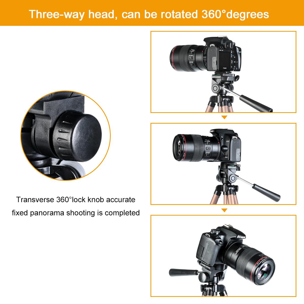 K&F Concept TL2023 Portable Lightweight Travel Tripod Aluminum 49 Inch 4 Section Load Capacity 2KG