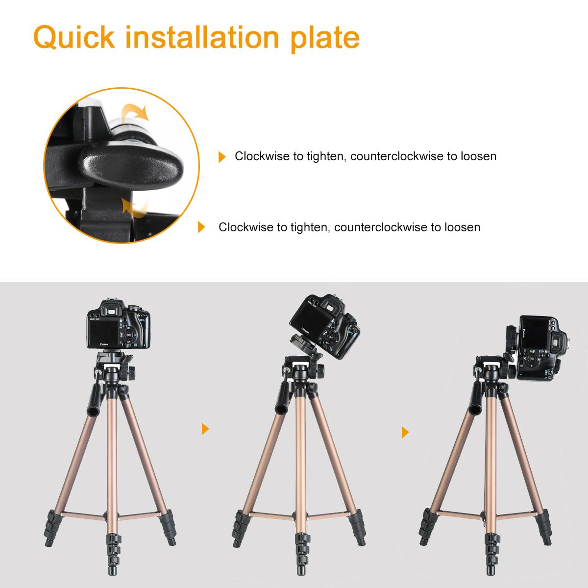 K&F Concept TL2023 Portable Lightweight Travel Tripod Aluminum 49 Inch 4 Section Load Capacity 2KG