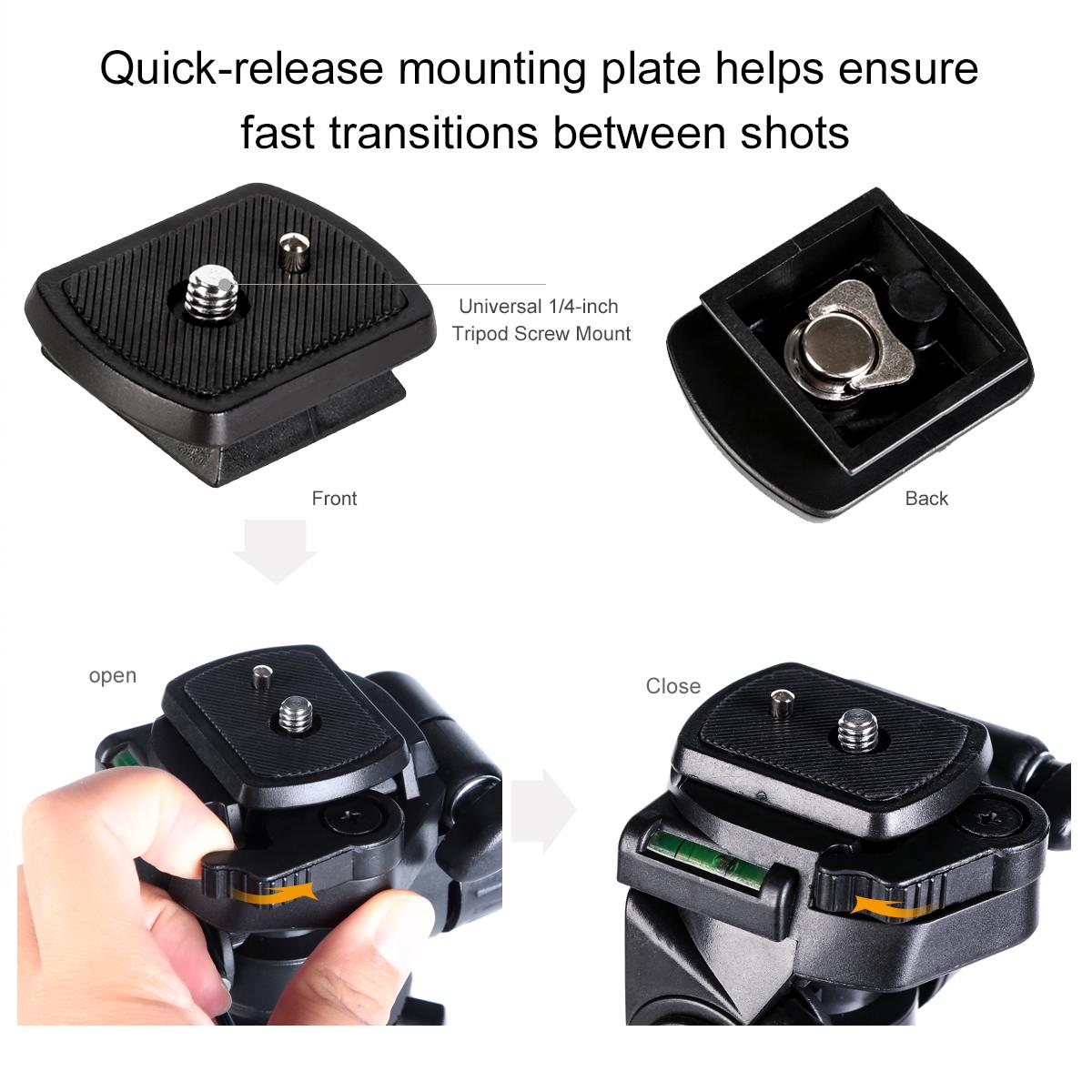 K&F Concept TL2023 Portable Lightweight Travel Tripod Aluminum 49 Inch 4 Section Load Capacity 2KG